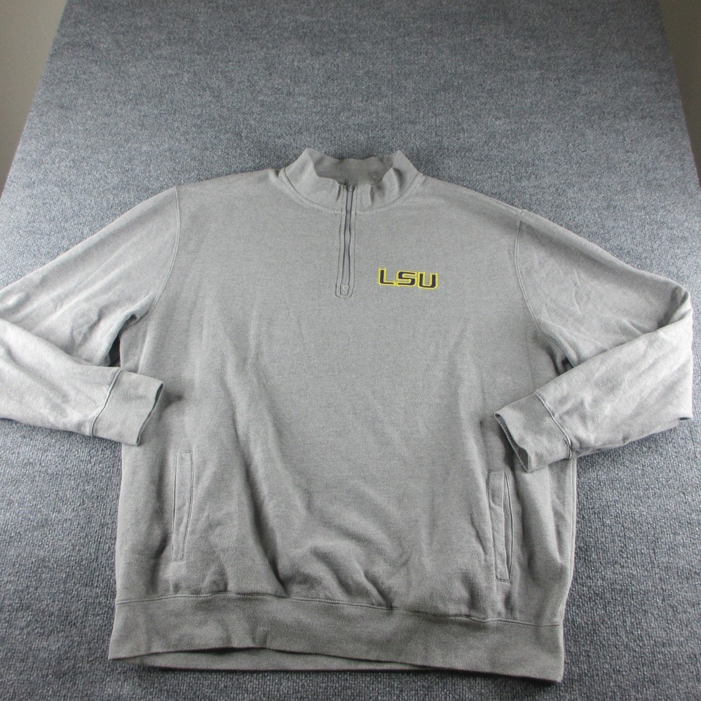 LSU Tigers Sweatshirt Mens 3XL Gray NCAA Football Stadium Athletics Quarter Zip